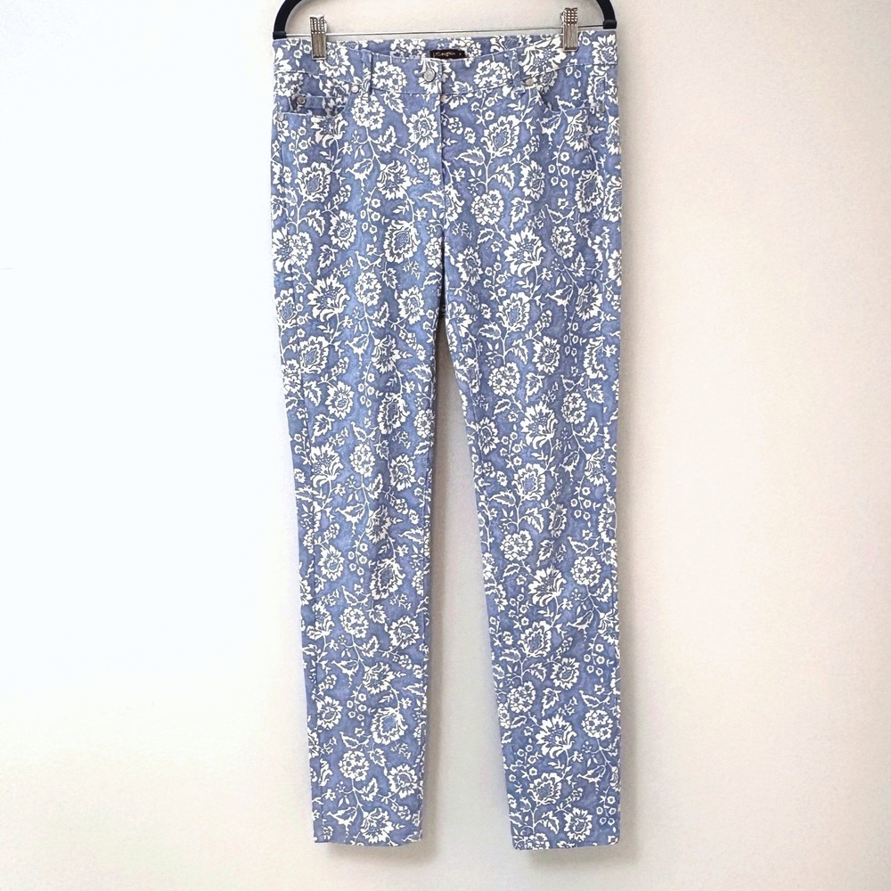 J.McLaughlin Floral Damask Slim Leg Pants Womens 8 Stretch Twill